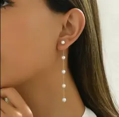 577)イミテーションパール5連ピアス