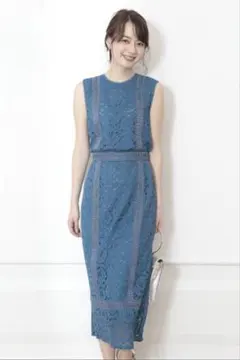 マイストラーダ　ブルーレースノースリーブワンピース