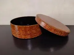 津軽塗 茶櫃 漆器 蓋付き 径30cm×高10cm お茶道具入れ 昭和レトロ