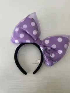ミニーマウス 紫色 水玉カチューシャ
