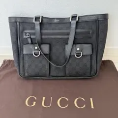 GUCCI ロゴ入り ブラック トートバッグ（黒）