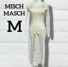 ミッシュマッシュ 刺繍 花柄 ニット ワンピース ホワイト