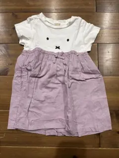 petit main ミッフィーワンピース 90cm ホワイト/パープル