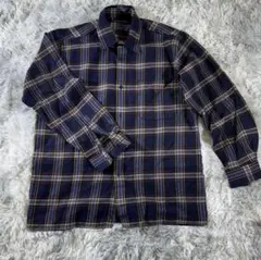 ネルシャツ　チェックシャツ　ネイビー　カジュアルシャツ　L カジュアルシャツ