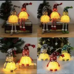 北欧のサンタ✨ひげが光るイルミネーション　座るサンタオブジェ　クリスマス　新品✨