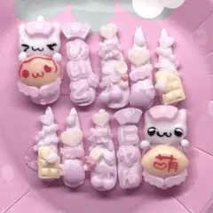 地雷系 量産型 姫系 ハンドメイド ネイルチップ 平成女児