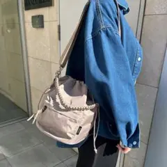 SOBIA コード編み 2way 巾着 ショルダーバッグ ベージュ