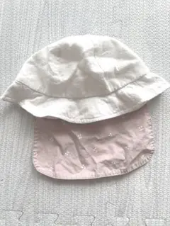 美品　帽子　50 ホワイト　ピンク　さくらんぼ