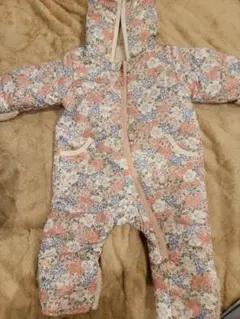 花柄フリース裏地付きロンパース 70 プティマイン