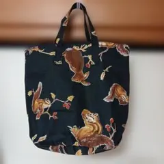 ウサギとリス　動物柄　トートバッグ