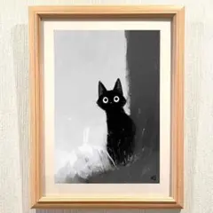 絵画。原画【黒猫ちゃんは昼寝をしている】 - メルカリ
