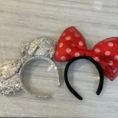 ミニー　スパンコール　水玉リボン　カチューシャ　セット