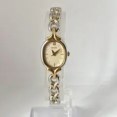 稼働　ヴィンテージ　SEIKO　腕時計　シルバー　ゴールド　オーバル　3針のサムネイル