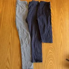 無印良品 キッズスパッツ 120/130 ストライプ・ドット3本セット