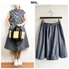 MHL. マーガレットハウエル ライトデニムキャンバス ウエストゴム スカートのサムネイル
