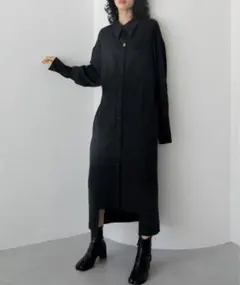 VACANCY サイド切り替えシャツワンピース黒