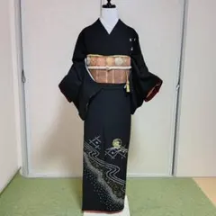 化繊　洗える着物　訪問着　フルセット　4点 うさぎ　月見　タA11