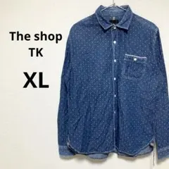 ザショップTK メンズ 長袖 デニムシャツ ドット柄 綿100% XL LL