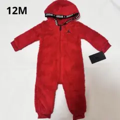 新品　12M ジョーダン　モコモコ　ボア　ロンパース　レッド　74〜80㎝