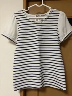 半袖 ボーダー パール付き カットソー Mのサムネイル