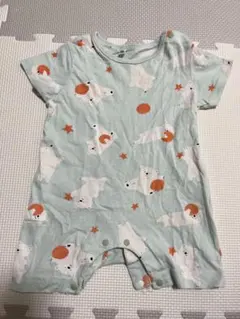 80cm 西松屋 ベビー ロンパース カバーオール シロクマ柄 水色のサムネイル