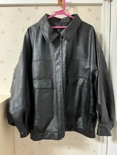 Heather フェイクレザー BIG ブルゾン 黒 オーバーサイズジャケット