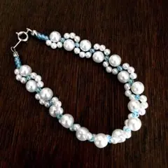 手作りの上品なパールブレスレット(イエロー)