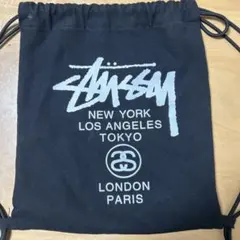 Stussy ブラック ドローストリングバッグ