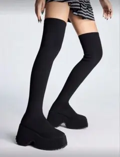 厚底ニーハイブーツ ブラック