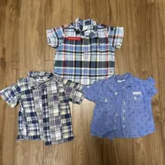 80半袖シャツ　チェック柄　子供服まとめ売り　男の子　春服夏服