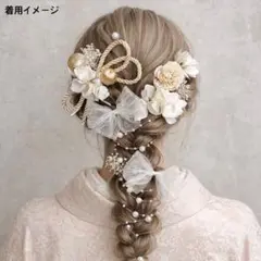 2 髪飾り 卒業式 袴 成人式 振袖 ホワイト パール りぼん ヘッドドレス