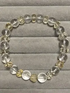天然シトリンカットと水晶のブレスレット