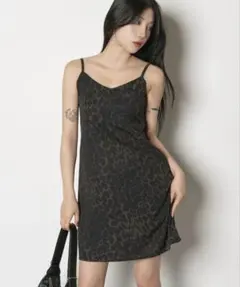 FOLLOWIN レオパードミニワンピース　ブラック　新品未使用タグ付き