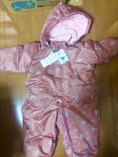 花柄ピンク ジャンプスーツ（フード付き）