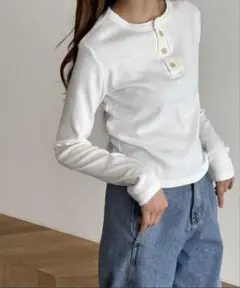 CANALJEAN HARING ヴィンテージコットンヘンリーロングTシャツ