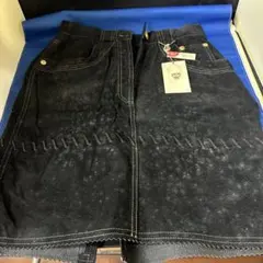 MCM 黒革スカート ステッチデザイン