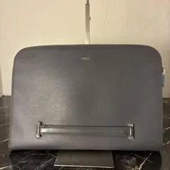 【美品】FURLA フルラ クラッチバッグ PCケース レザー グレー A4OK