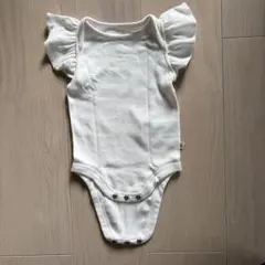 ホワイト フリル袖ロンパース　BABY GAP