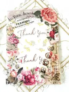 トレカケースデコ 硬質ケースデコ B7 花 ピンク コラージュ風