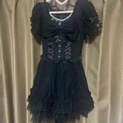 LIZ LISA ダブルレースアップリボンワンピース ブラック リズリサ