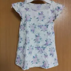 ユニクロANNA SUIコラボ花柄チュニック紫色Tシャツ女の子キッズ110cm