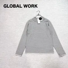 2 新品 グローバルワーク メルティ リブ ハイネック ボーダー ニット M