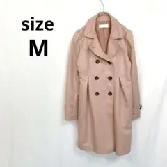トレンチコート M ピンク系 ロング丈 ダブルボタン 春アウター
