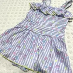 総柄　ワンピース　110 水着　可愛い　パープル　シェルプリント