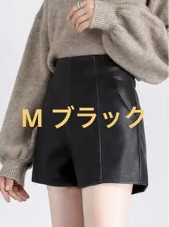 GRL　センターラインレザーショートパンツ[at1612] 　M　黒