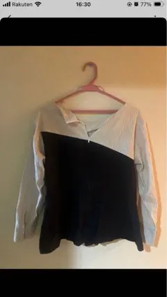 【断捨離】引退セールめちゃ安い【19】 KBF+ ストライプと黒の長袖ブラウス