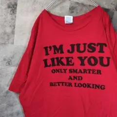 【デルタ】USA古着ユーモアメッセージTシャツ赤XL　A61,5