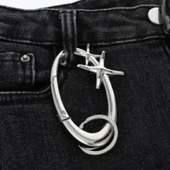 星 シルバー カラビナ キーホルダー ステンレス シンプル y2k アメカジ