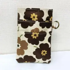 【人気】ラミネート生地☆ナースポケット☆オーガナイザー☆花柄♪茶色
