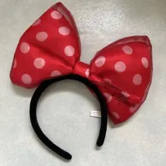 ディズニーリゾート ミニー　水玉　リボン　カチューシャ　赤　ビッグリボン